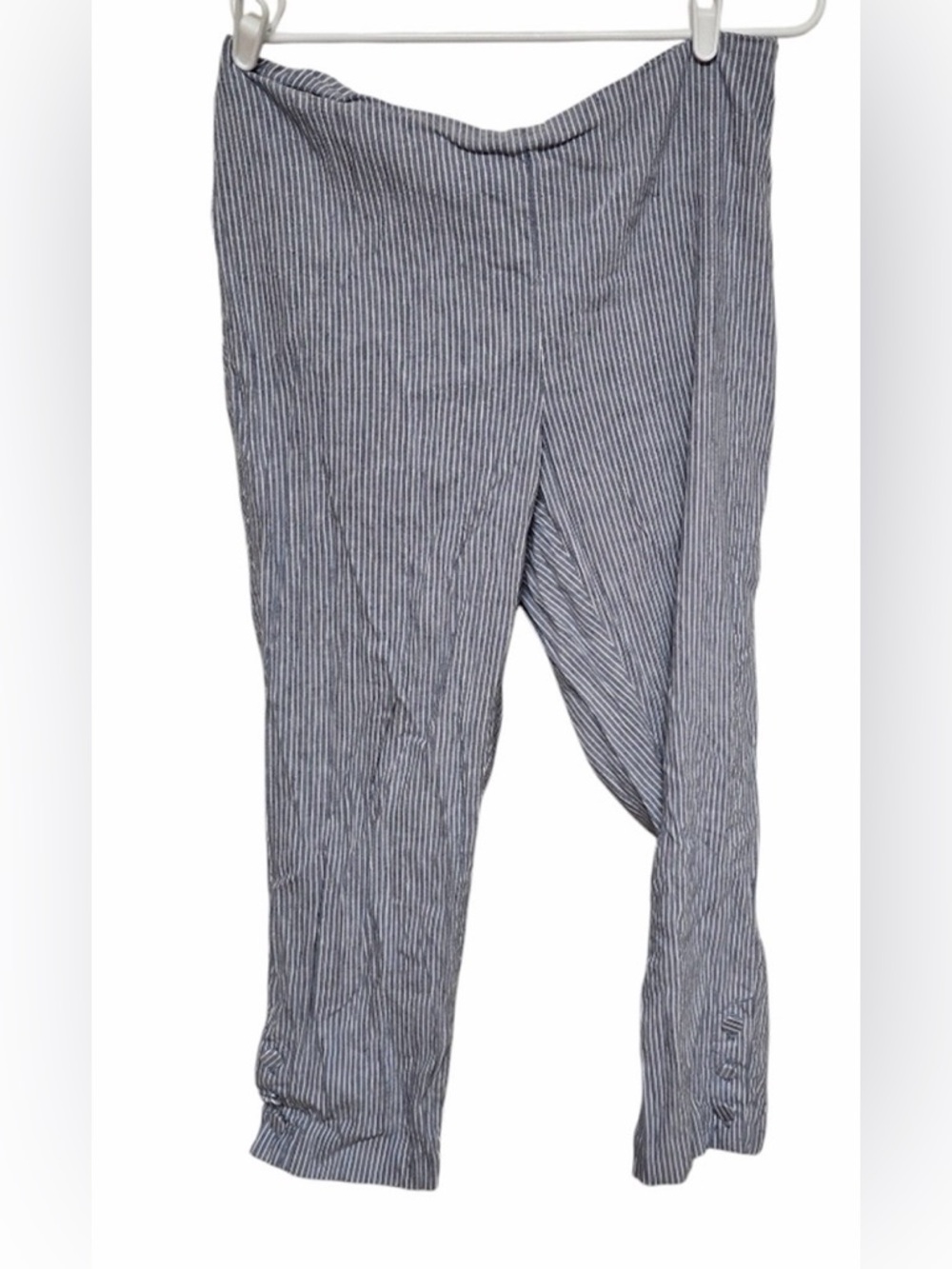 J. Jill Women’s L Bluish gray Striped Linen blend Cropped Pants